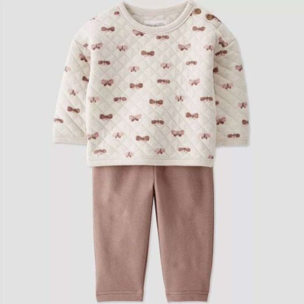 Little Planet by Carter’s Organic Baby Girl 2 Double Knit Butterflies, Size NB.
